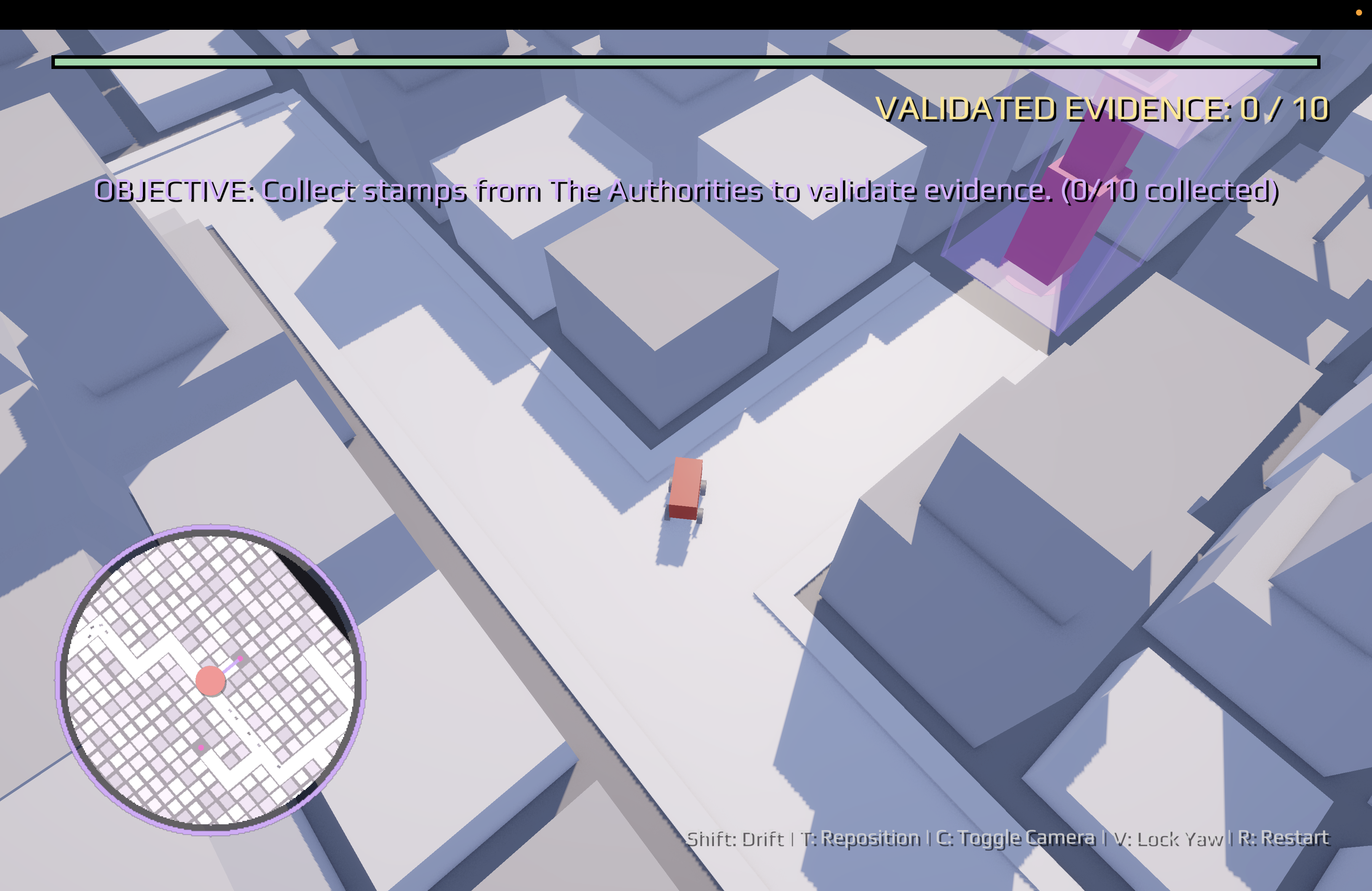 The small map showing a purple route through the streets
